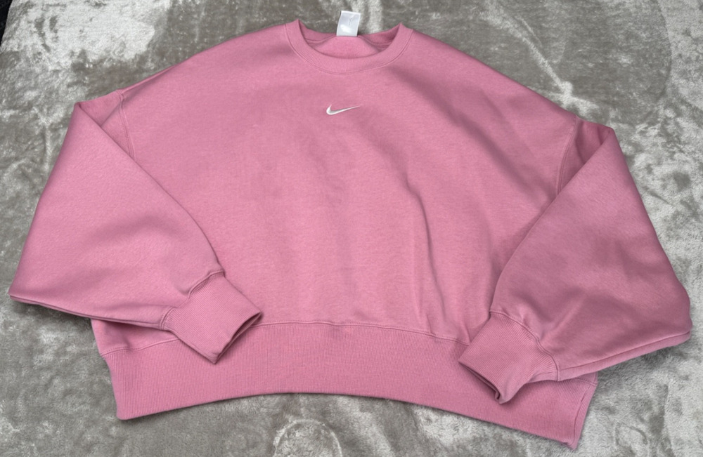 Nike Phoenix Fleece Oversized Crewneck Sweatshirt Elemental Pink Womens Size L